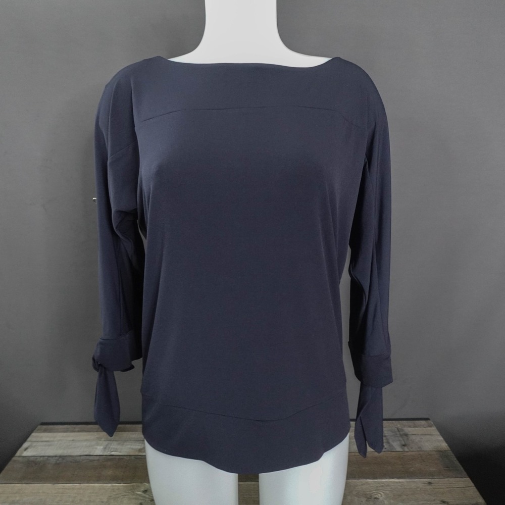 The Limited Womens Top Blue Knit Flowy Oversize Split Sleeve Easy Basic Soft NEW